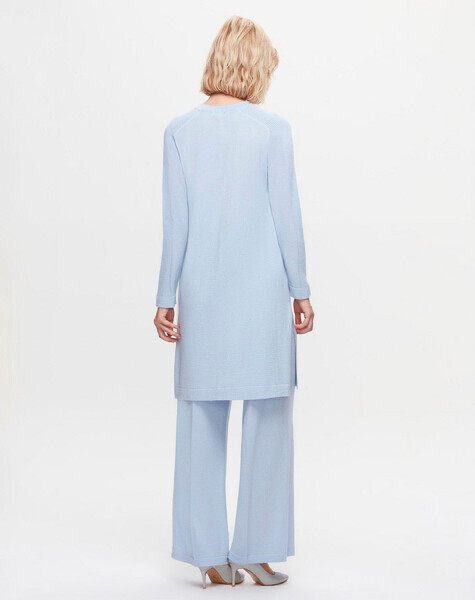 T25K-7013 Önü Şerit Detaylı Bol Paça Pantolon LIGHT BLUE - 2