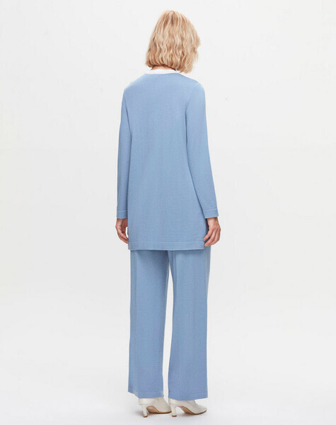 T25K-7013 Önü Şerit Detaylı Bol Paça Pantolon RIVER - 15