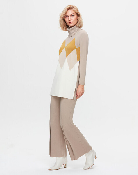 T25K-7014 Önü İspanyolon Kesim Bol Paça Pantolon FEDE-ECRU - 3