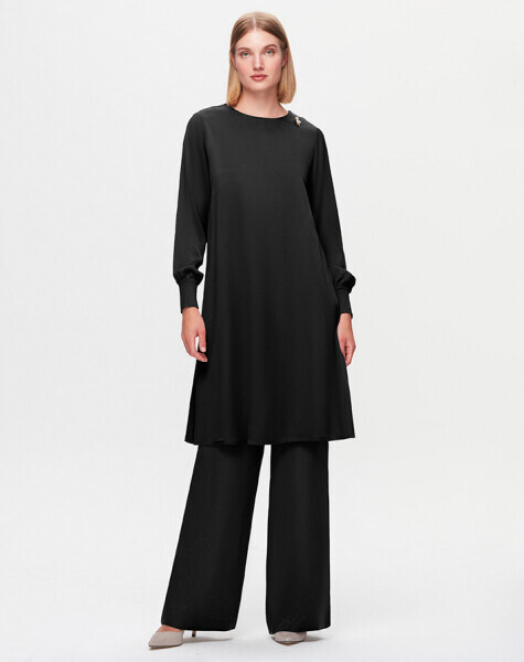 T25K-7015 Bol Paça Cupro Pantolon BLACK - MISS DALIDA