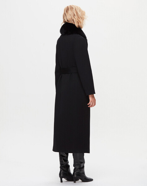 T25K-8000 İki Cepli Beli Kuşaklı Manto BLACK - 2