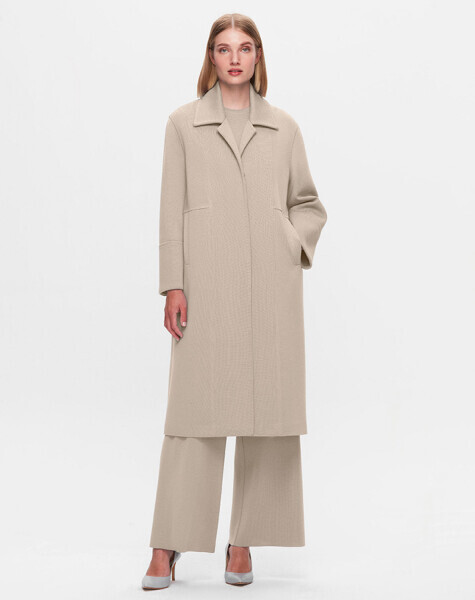 T25K-8003 Dikiş Detaylı Triko Kaban 8YR71-STONE - 1