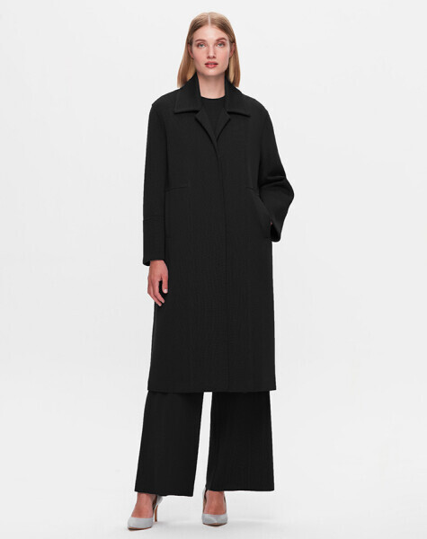 T25K-8003 Dikiş Detaylı Triko Kaban BLACK - MISS DALIDA