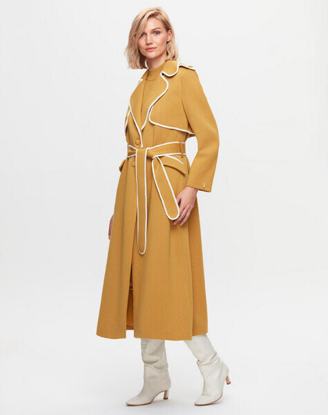 T25K-8004 Çelik Örgü Triko Trençkot DOTE-MUSTARD - MISS DALIDA (1)