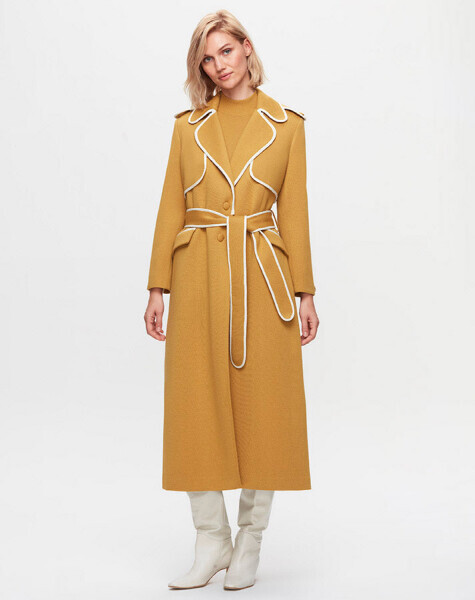 T25K-8004 Çelik Örgü Triko Trençkot DOTE-MUSTARD - 1