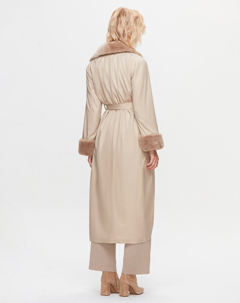 T25K-8005 Fur Knitwear Lined Trench Coat - 8