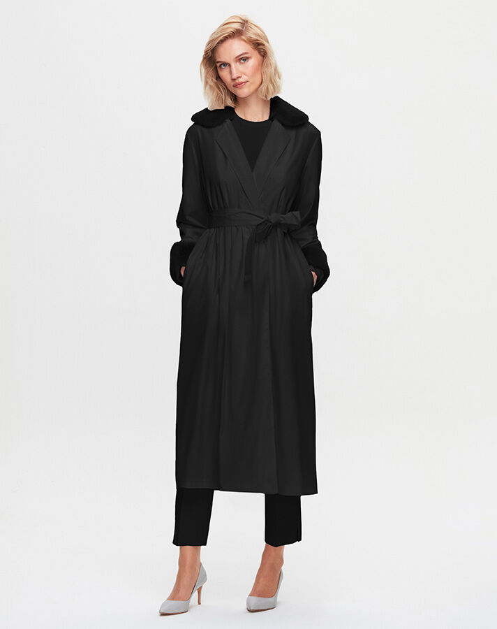 T25K-8005 Fur Knitwear Lined Trench Coat - 9