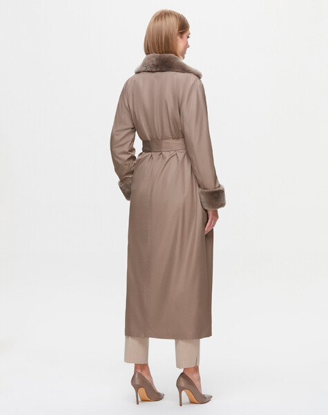 T25K-8005 Fur Knitwear Lined Trench Coat - 12