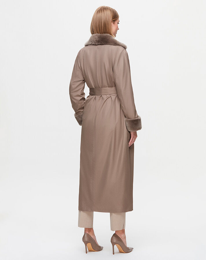 T25K-8005 Fur Knitwear Lined Trench Coat - 12