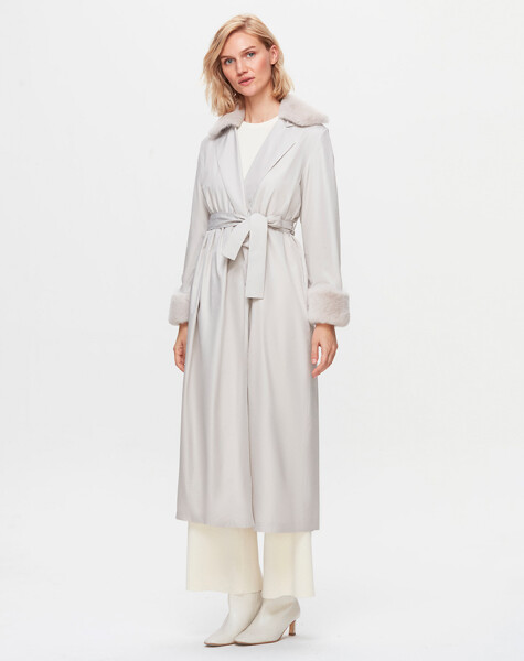 T25K-8005 Fur Knitwear Lined Trench Coat - 1
