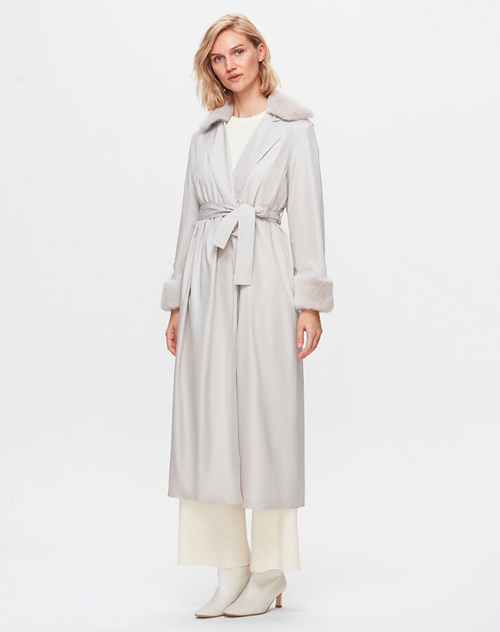 T25K-8005 Fur Knitwear Lined Trench Coat - 1