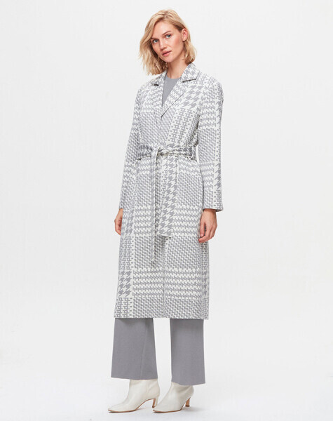 T25K-8006 Piyedepıl Desenli Kaban VİALE-GREY - 1