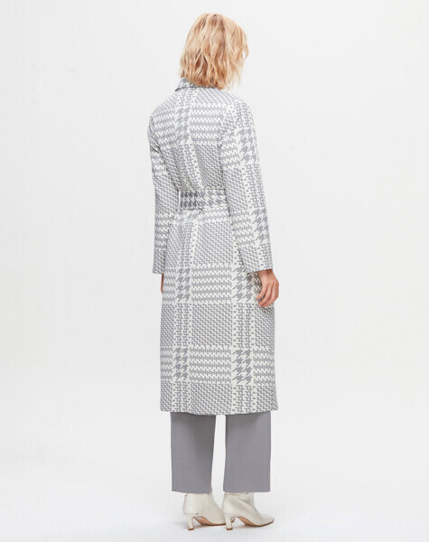 T25K-8006 Piyedepıl Desenli Kaban VİALE-GREY - 2