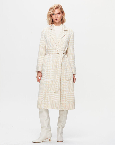 T25K-8006 Piyedepıl Desenli Kaban YY216-BEİGE - 1