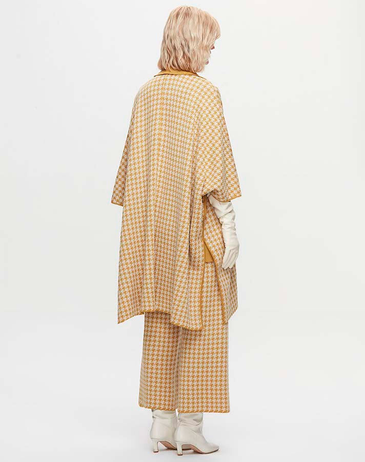 T25K-8007 Houndstooth Patterned Poncho - 3