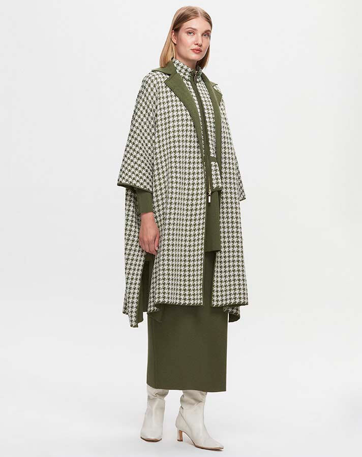 T25K-8007 Houndstooth Patterned Poncho - 5