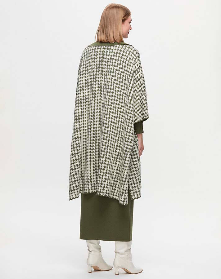 T25K-8007 Houndstooth Patterned Poncho - 6