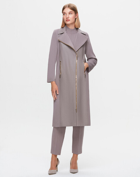 T25K-8010 Önü Deri Fermuarlı Ceket SCURE-MİNK - 1