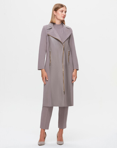 T25K-8010 Önü Deri Fermuarlı Ceket SCURE-MİNK - 2