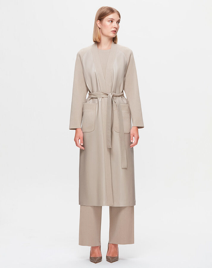T25K-8011 Long Jacket with Leather Belt on the Front - 4