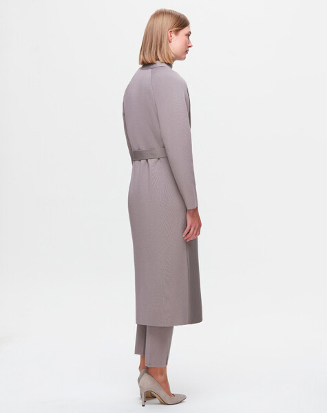 T25K-8011 Long Jacket with Leather Belt on the Front - 11