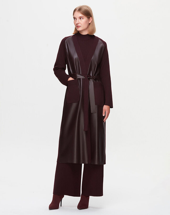 T25K-8011 Long Jacket with Leather Belt on the Front - 12