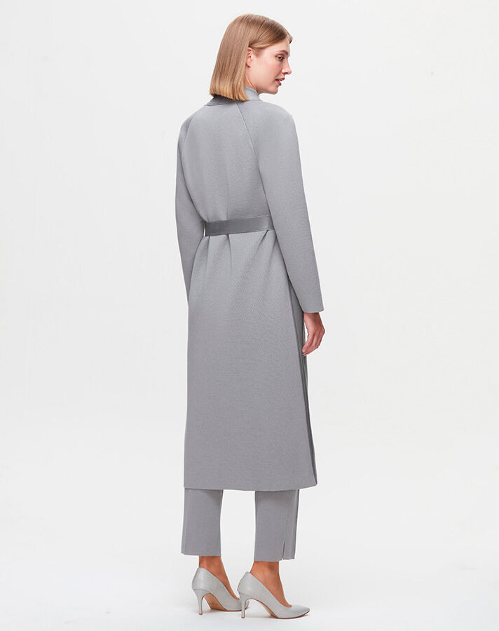 T25K-8011 Long Jacket with Leather Belt on the Front - 3