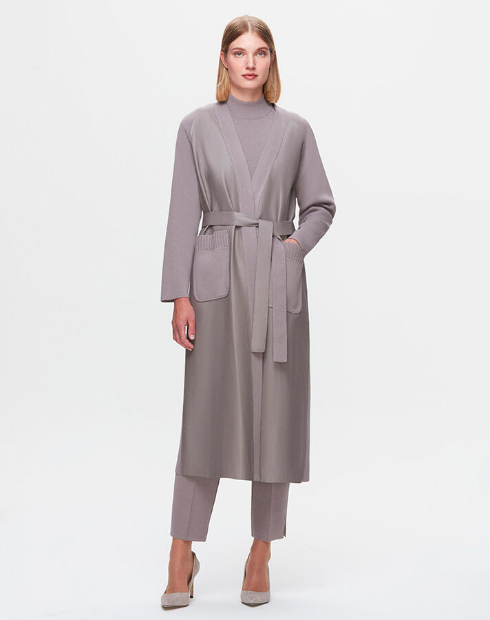 T25K-8011 Long Jacket with Leather Belt on the Front - 10