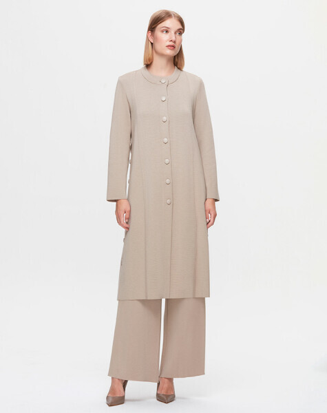 T25K-8012 Çelik örgü Düğmeli Ceket 8YR71-STONE 