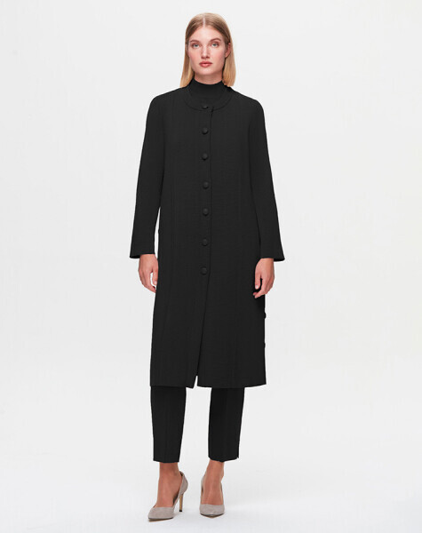 T25K-8012 Çelik örgü Düğmeli Ceket BLACK - 1