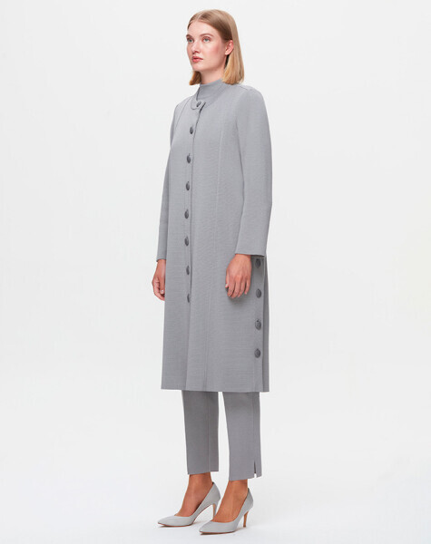 T25K-8012 Çelik örgü Düğmeli Ceket VİALE-GREY - 2