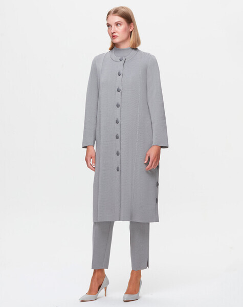 T25K-8012 Çelik örgü Düğmeli Ceket VİALE-GREY - 1
