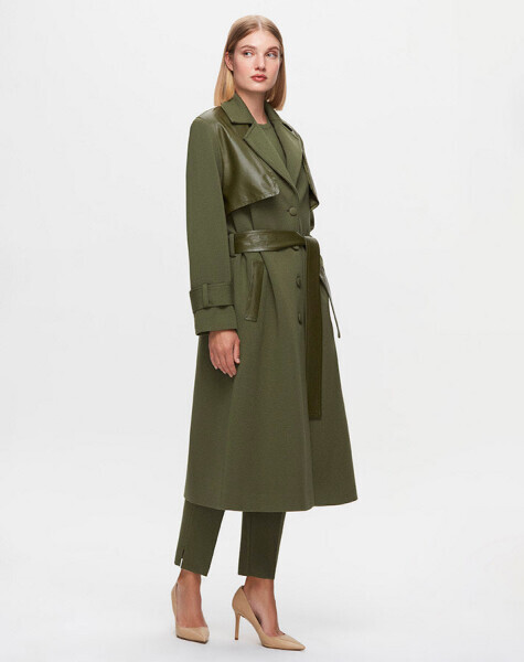 T25K-8013 Deri Detaylı Triko Ceket FARAD-GREEN - 2