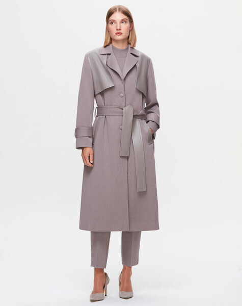 T25K-8013 Deri Detaylı Triko Ceket SCURE-MİNK 