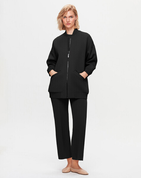 T25K-8014 Bomber Triko Ceket BLACK - 1