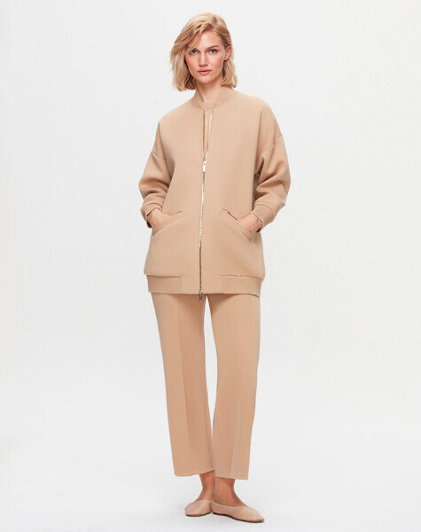 T25K-8014 Bomber Triko Ceket DIDO-BEİGE - MISS DALIDA