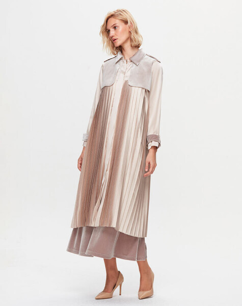 T25K-8016 Kadife Detaylı Plise Kap STONE - 2