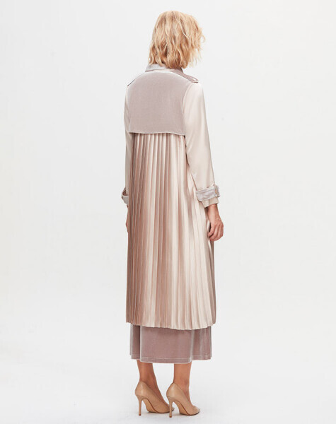 T25K-8016 Kadife Detaylı Plise Kap STONE - 3