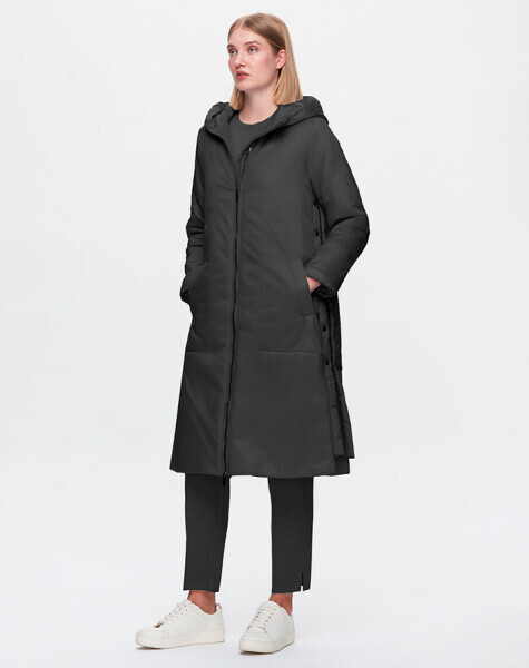 T25K-8020 Yanları Çıtçıtlı Kaban BLACK - 1