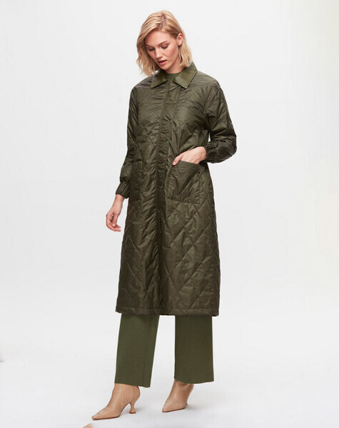 T25K-8021 Baklava Dilimli Trenckot OLİVE - MISS DALIDA (1)