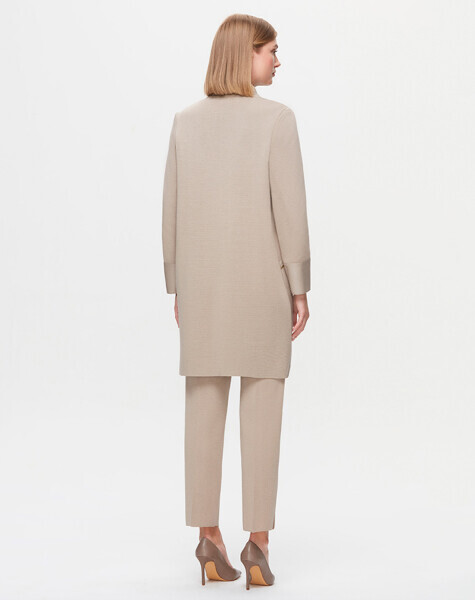 T25K-8023 Deri Detaylı Triko Ceket 8YR71-STONE - 3