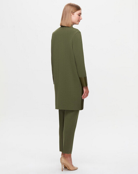 T25K-8023 Deri Detaylı Triko Ceket FARAD-GREEN - 3