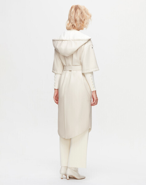 İçi Triko Astarlı Deri Bej Ceket - 3