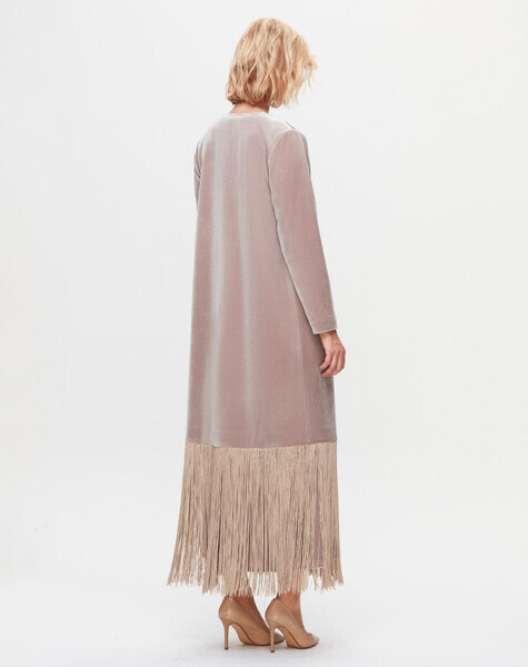 T25K-8029 Ucu Püsküllü Kadife Kap BEİGE - 3