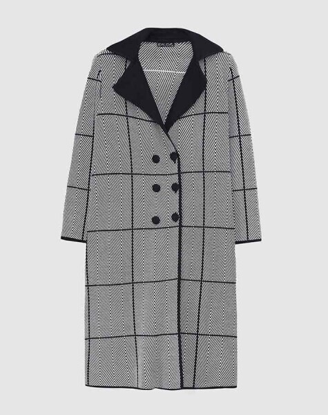 T25K-9001 Zigzag Desenli Uzun Hırka BLACK 