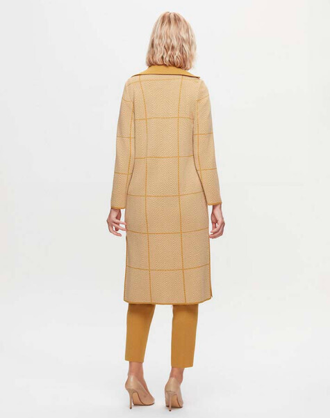 T25K-9001 Zigzag Desenli Uzun Hırka DOTE-MUSTARD - 2