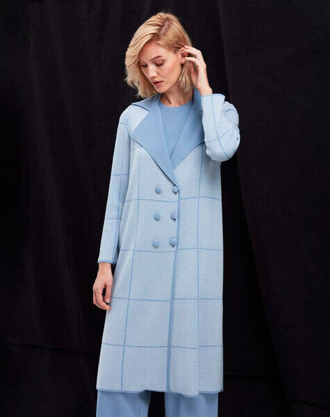 T25K-9001 Zigzag Desenli Uzun Hırka PB13E-BLUE - 2