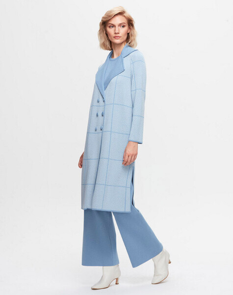 T25K-9001 Zigzag Desenli Uzun Hırka PB13E-BLUE - 3