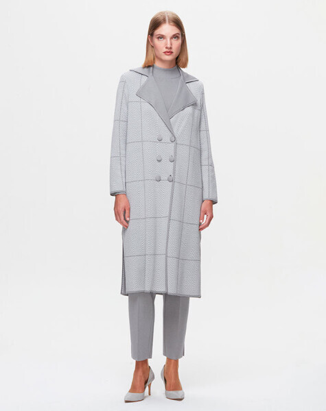 T25K-9001 Zigzag Desenli Uzun Hırka VİALE-GREY - 2