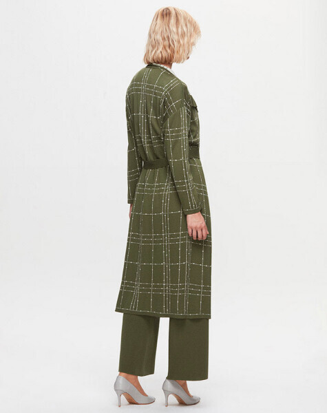 T25K-9002 Beli Kuşaklı Triko Hırka FARAD-GREEN - 3